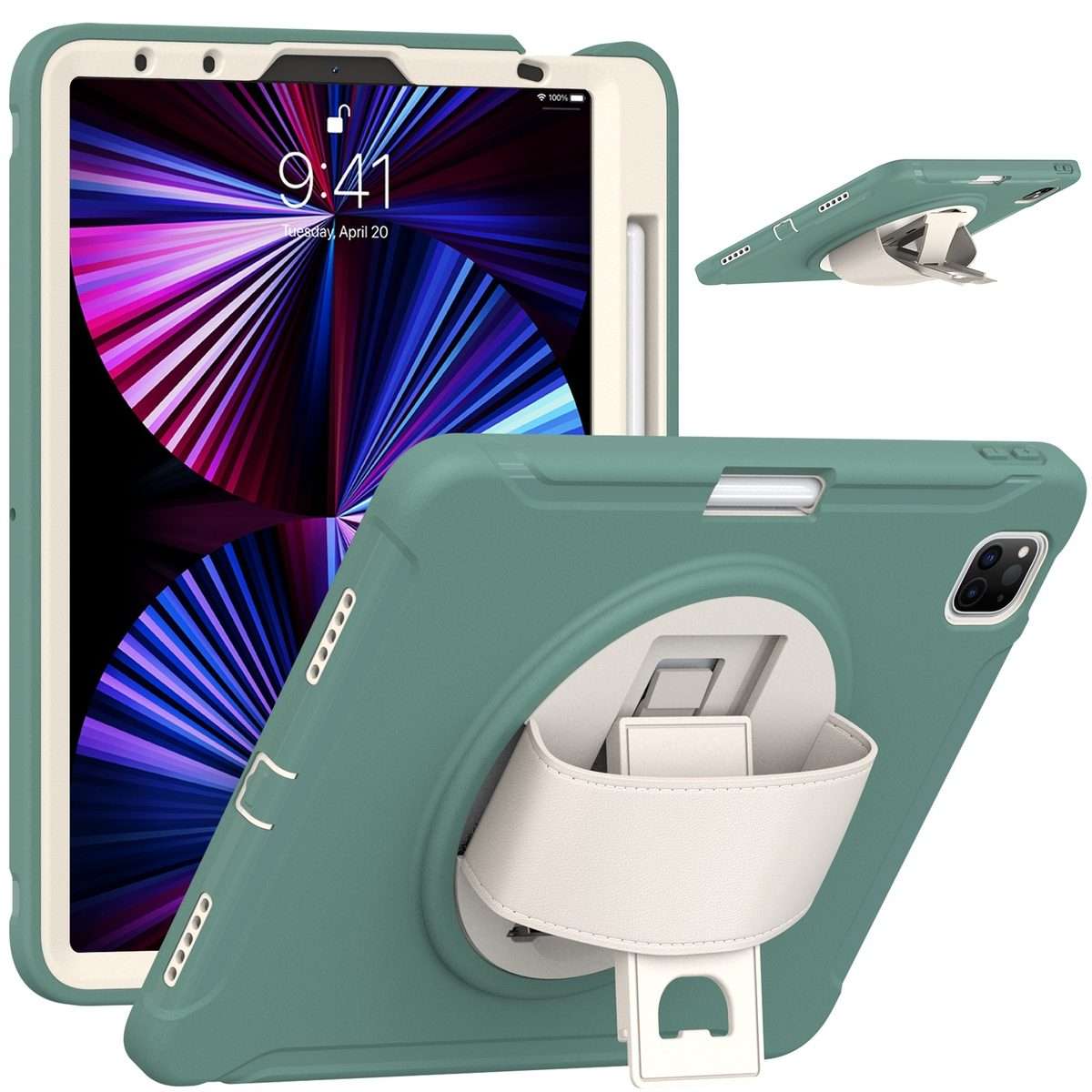 For iPad Pro 11 2022 / 2021 / 2020 / 2018 360 Degree Rotation PC + TPU Protec ... (Emmerald Green)