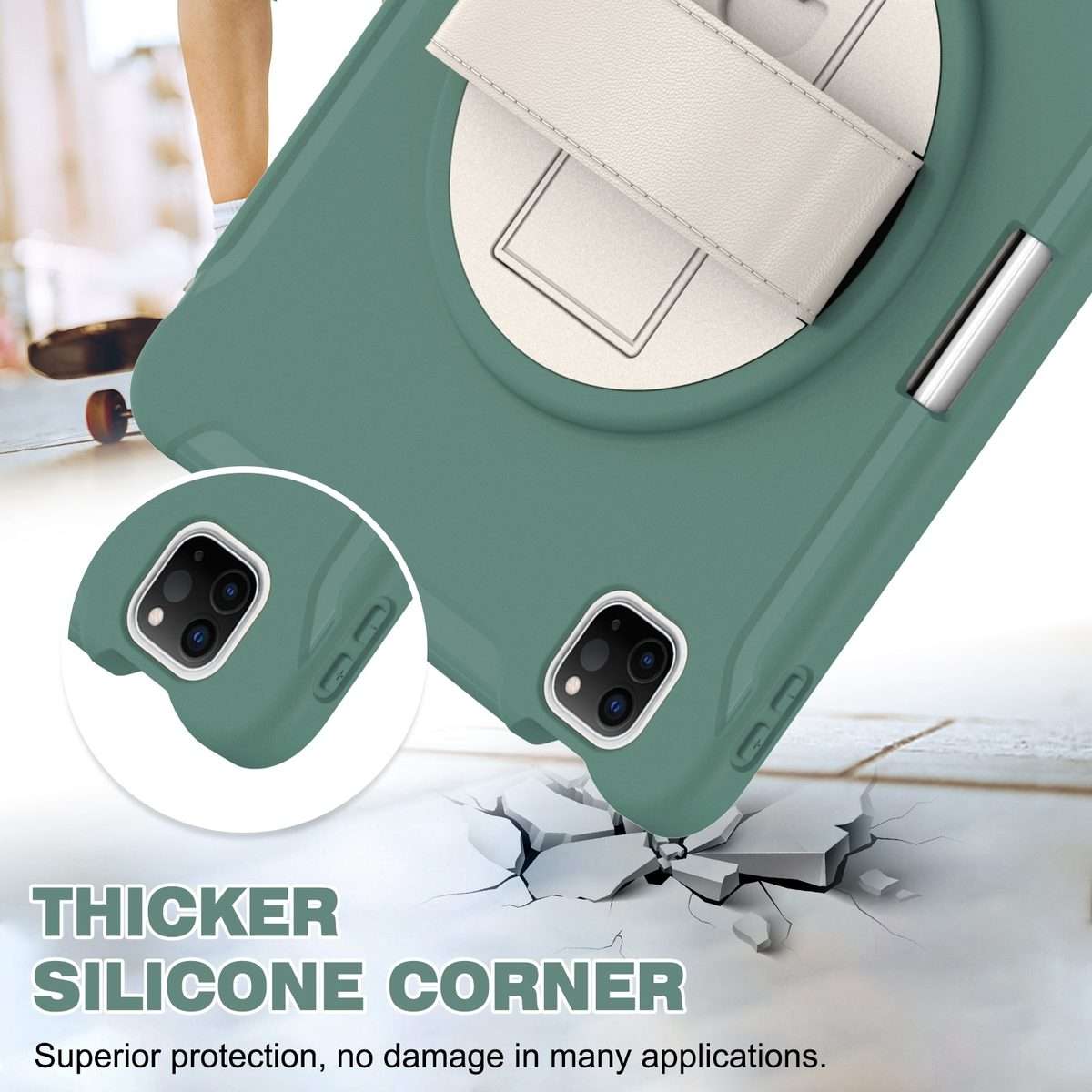 For iPad Pro 11 2022 / 2021 / 2020 / 2018 360 Degree Rotation PC + TPU Protec ... (Emmerald Green)