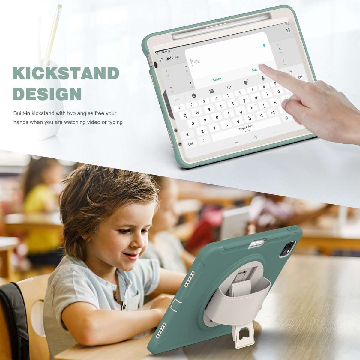 For iPad Pro 11 2022 / 2021 / 2020 / 2018 360 Degree Rotation PC + TPU Protec ... (Emmerald Green)