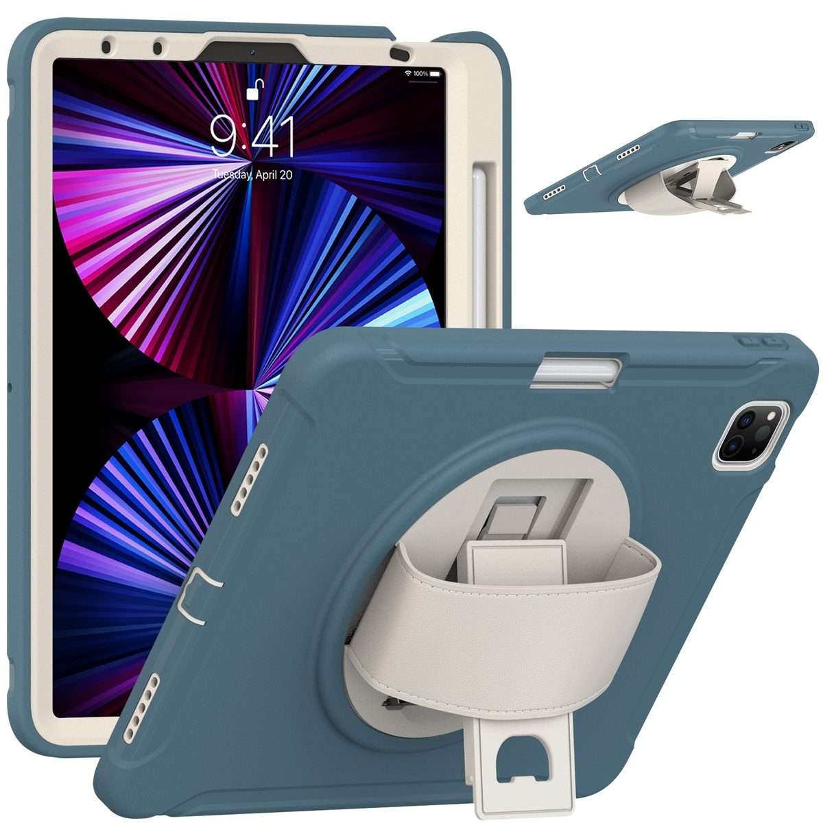 For iPad Pro 11 2022 / 2021 / 2020 / 2018 360 Degree Rotation PC + TPU Prote ... (Cornflower Blue)