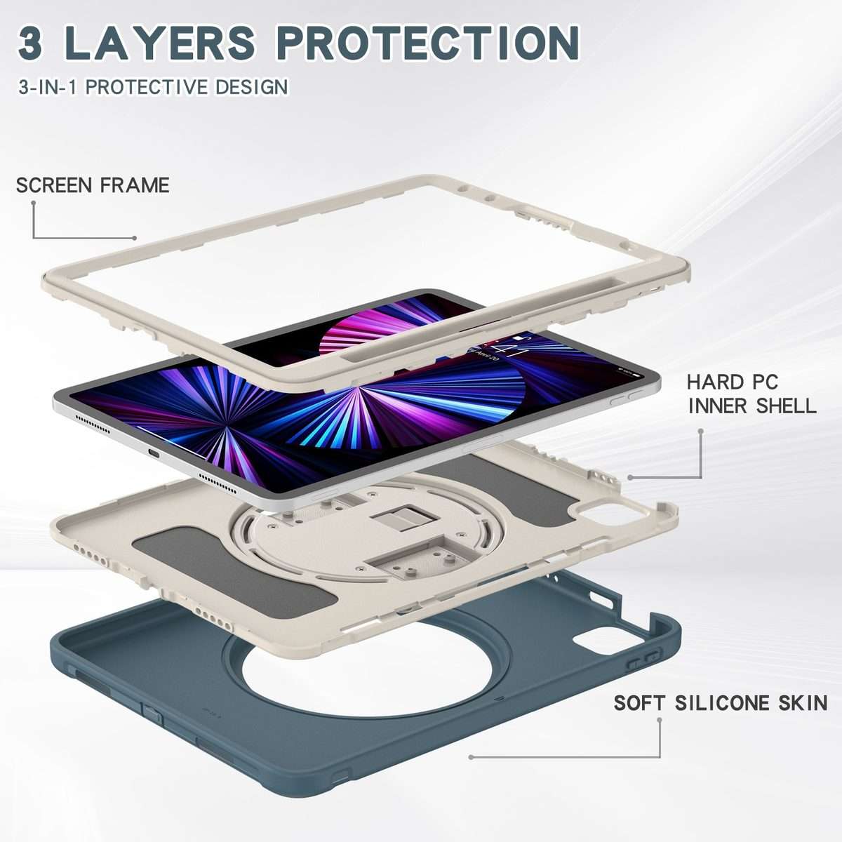 For iPad Pro 11 2022 / 2021 / 2020 / 2018 360 Degree Rotation PC + TPU Prote ... (Cornflower Blue)