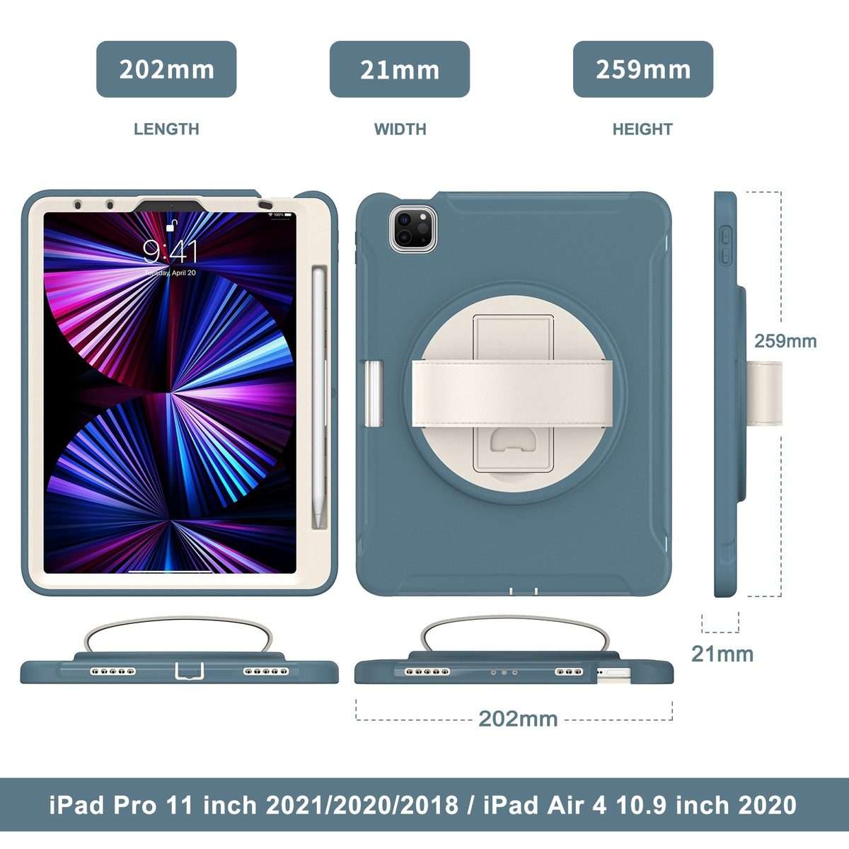 For iPad Pro 11 2022 / 2021 / 2020 / 2018 360 Degree Rotation PC + TPU Prote ... (Cornflower Blue)