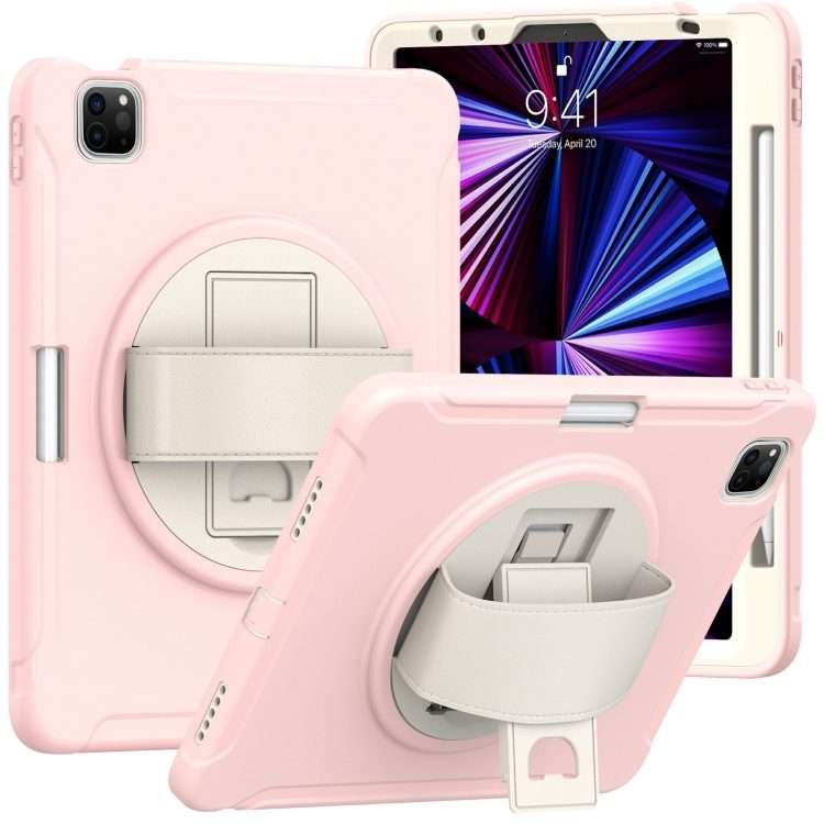 For iPad Pro 11 2022 / 2021 / 2020 / 2018 360 Degree Rotation PC + TPU ... (Cherry Blossoms Pink)