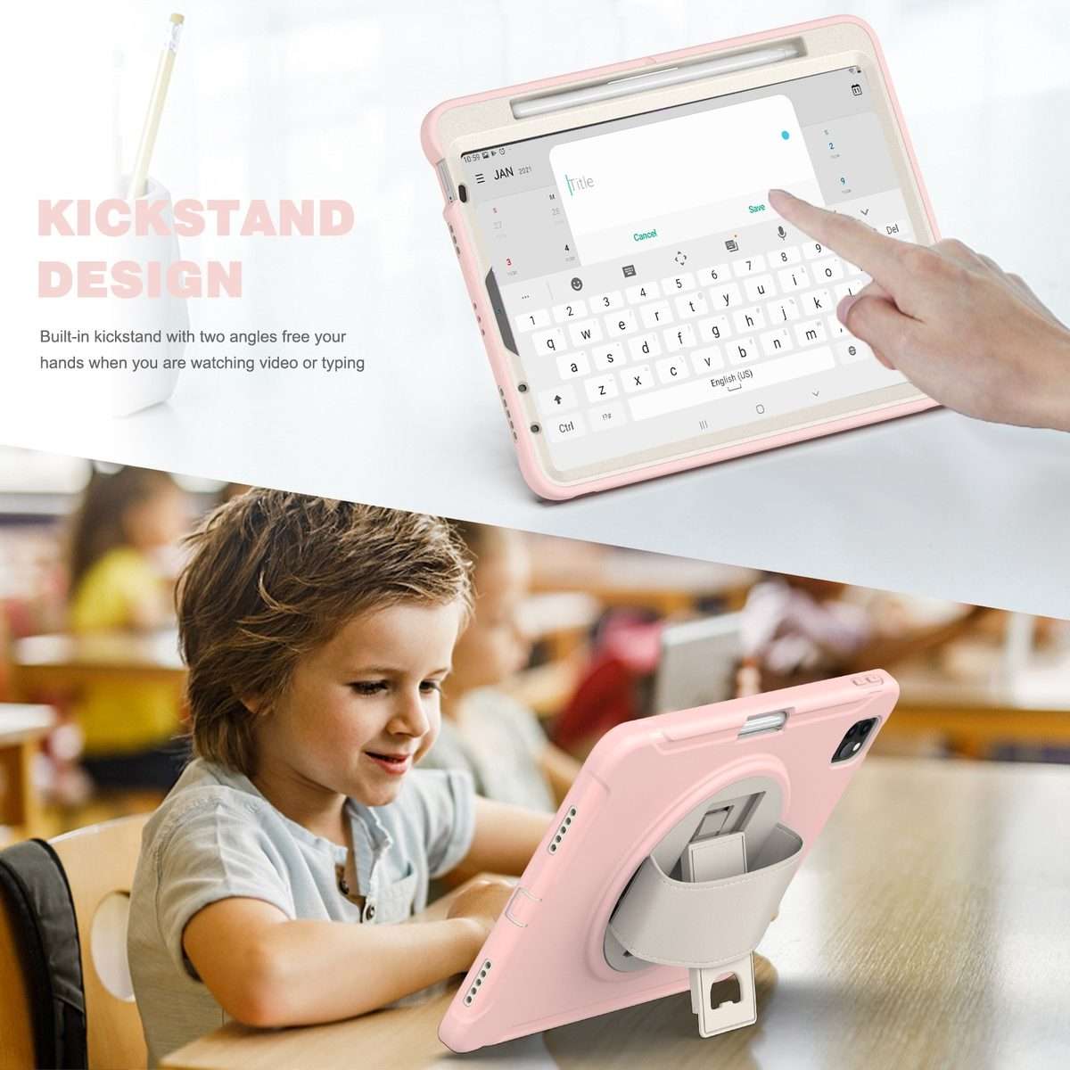 For iPad Pro 11 2022 / 2021 / 2020 / 2018 360 Degree Rotation PC + TPU ... (Cherry Blossoms Pink)