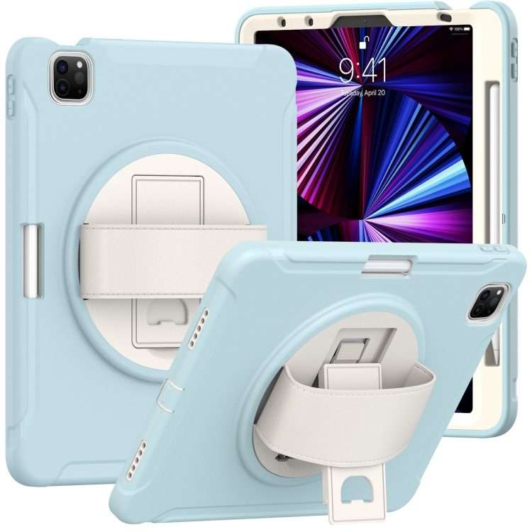 For iPad Pro 11 2022 / 2021 / 2020 / 2018 360 Degree Rotation PC + TPU Prot ... (Ice Crystal Blue)