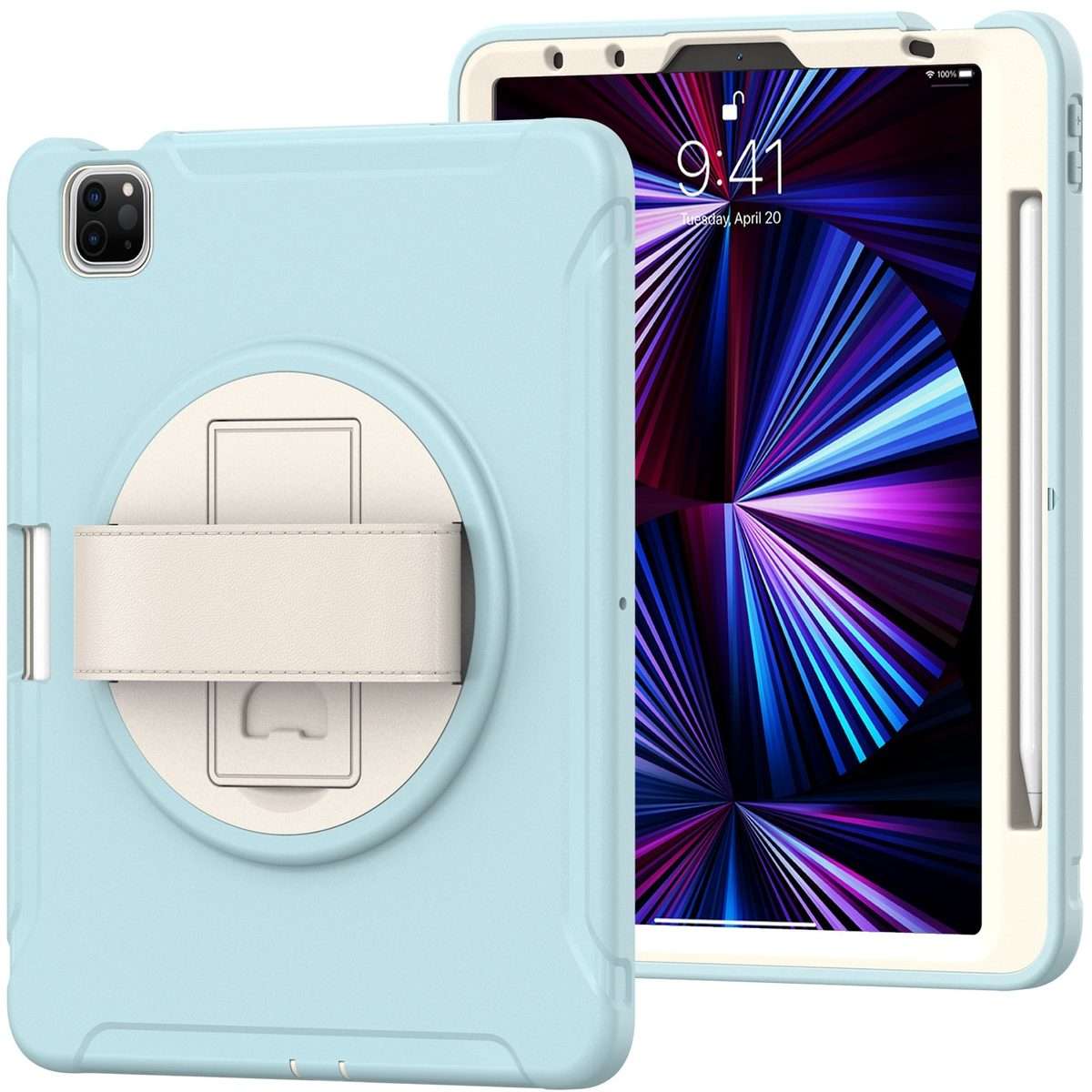 For iPad Pro 11 2022 / 2021 / 2020 / 2018 360 Degree Rotation PC + TPU Prot ... (Ice Crystal Blue)