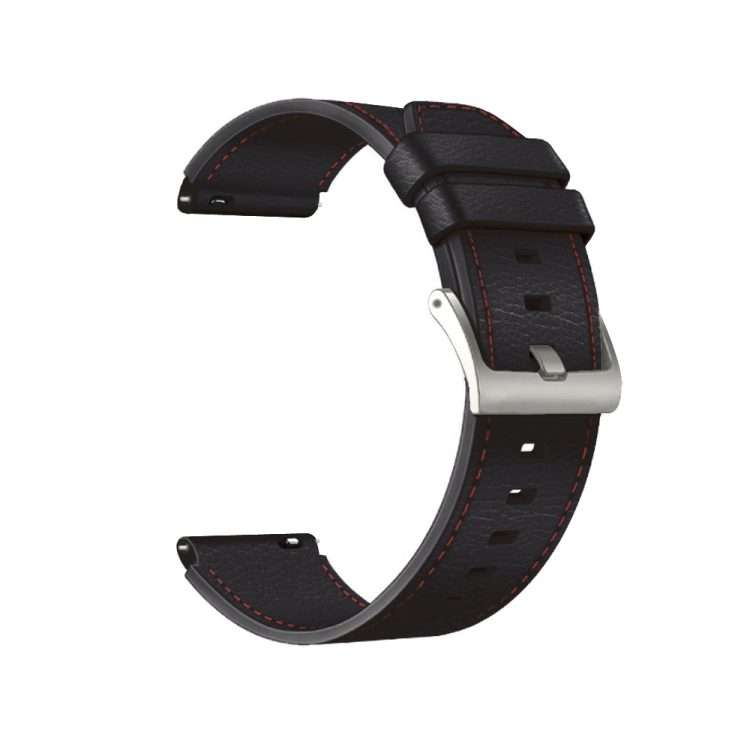 For Huawei Watch GT2 Pro Leather Watch Band(Black Red Lines)