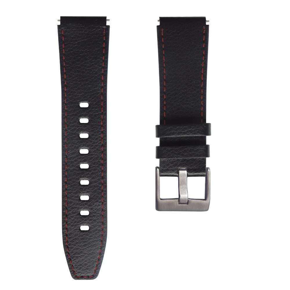 For Huawei Watch GT2 Pro Leather Watch Band(Black Red Lines)