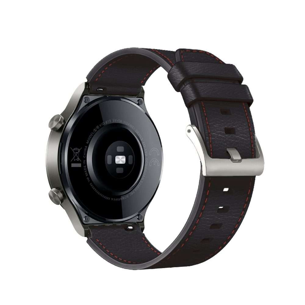 For Huawei Watch GT2 Pro Leather Watch Band(Black Red Lines)