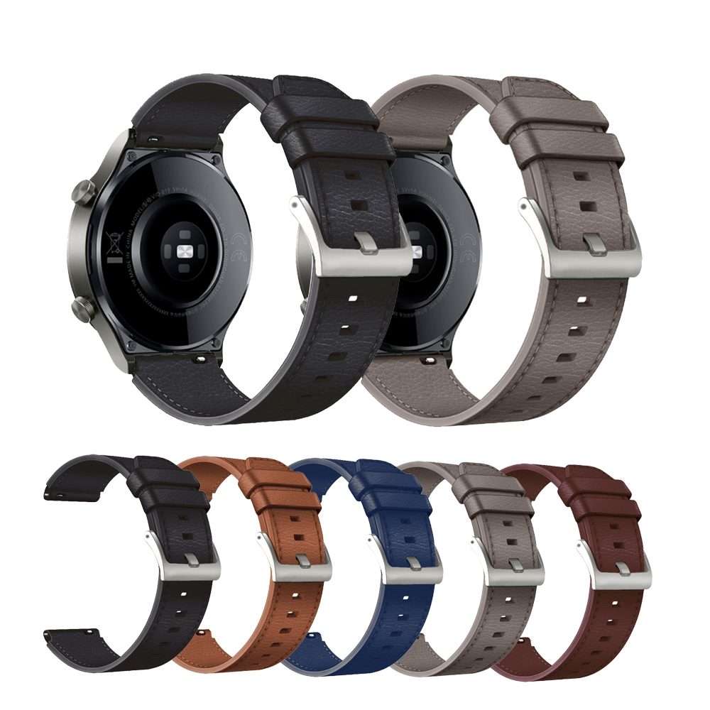 For Huawei Watch GT2 Pro Leather Watch Band(Black Red Lines)