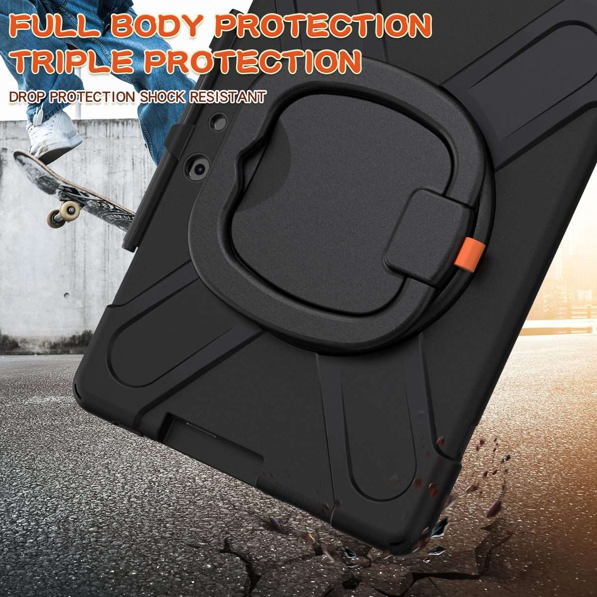 For Microsoft Surface Pro X / Pro X 2021 Silicone + PC Protective Case with Holder & S ... (Black)