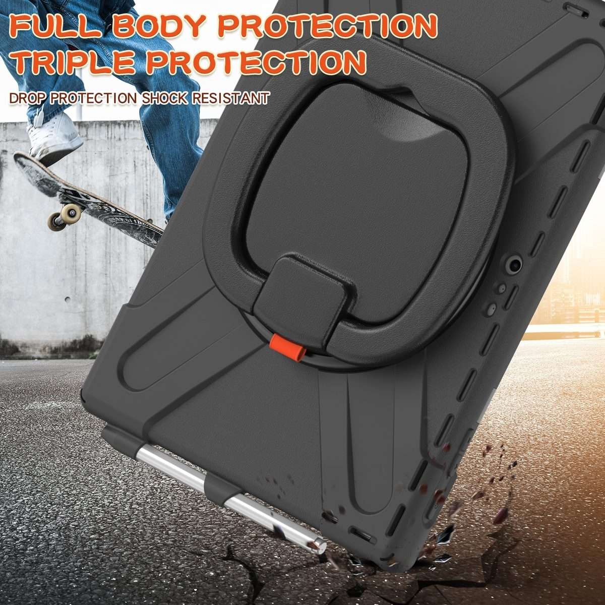 For Microsoft Surface Pro 7+/7/6/5/4 Silicone + PC Protective Case with Holder & Shoul ... (Black)