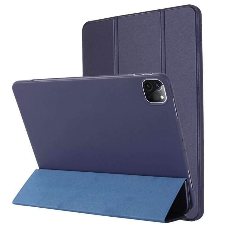 For iPad Pro 12.9 2022 / 2021 / 2020 / 2018 TPU Horizontal Flip Leather Tablet Case wit ... (Blue)