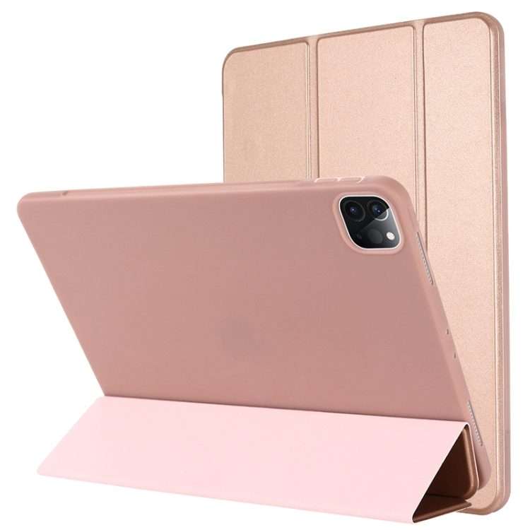 For iPad Pro 12.9 2022 / 2021 / 2020 / 2018 TPU Horizontal Flip Leather Tablet Cas ... (Rose Gold)