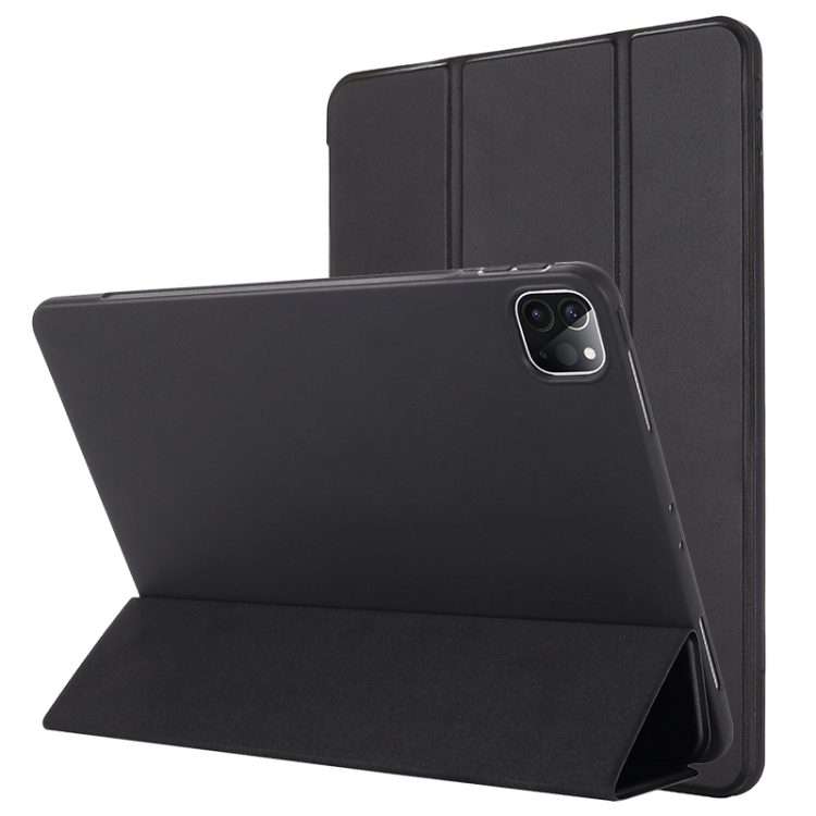 For iPad Pro 12.9 2022 / 2021 / 2020 / 2018 TPU Horizontal Flip Leather Tablet Case wi ... (Black)
