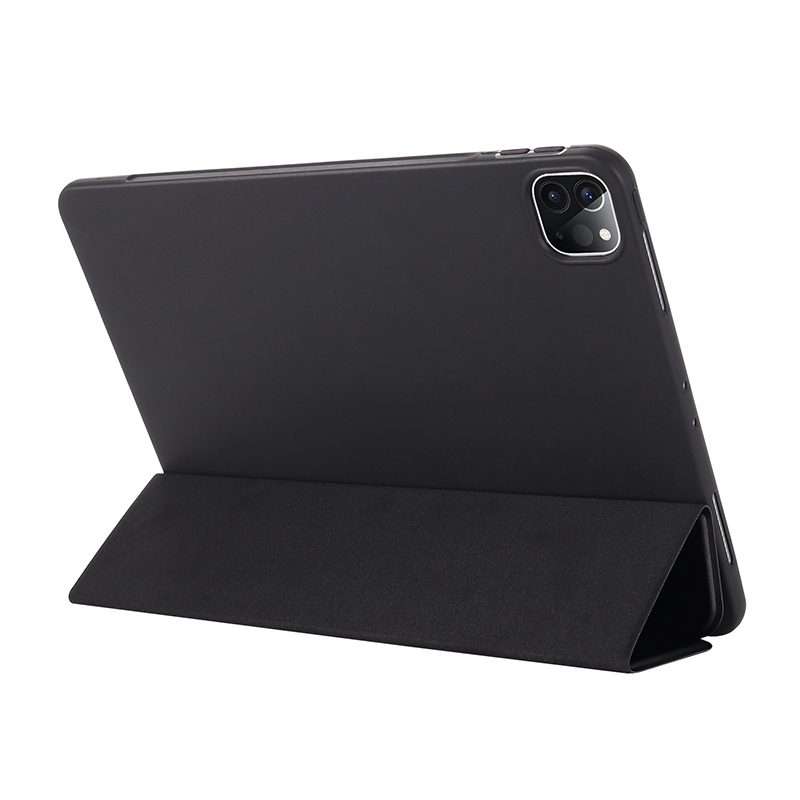 For iPad Pro 12.9 2022 / 2021 / 2020 / 2018 TPU Horizontal Flip Leather Tablet Case wi ... (Black)