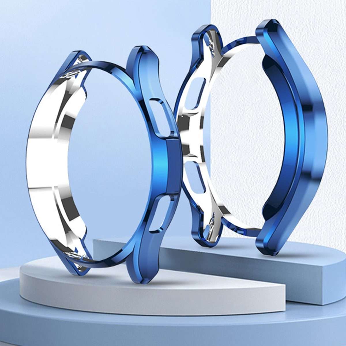For Samsung Galaxy Watch4 Classic 46mm Electroplating Hollow Half-pack TPU Pro ... (Midnight Blue)