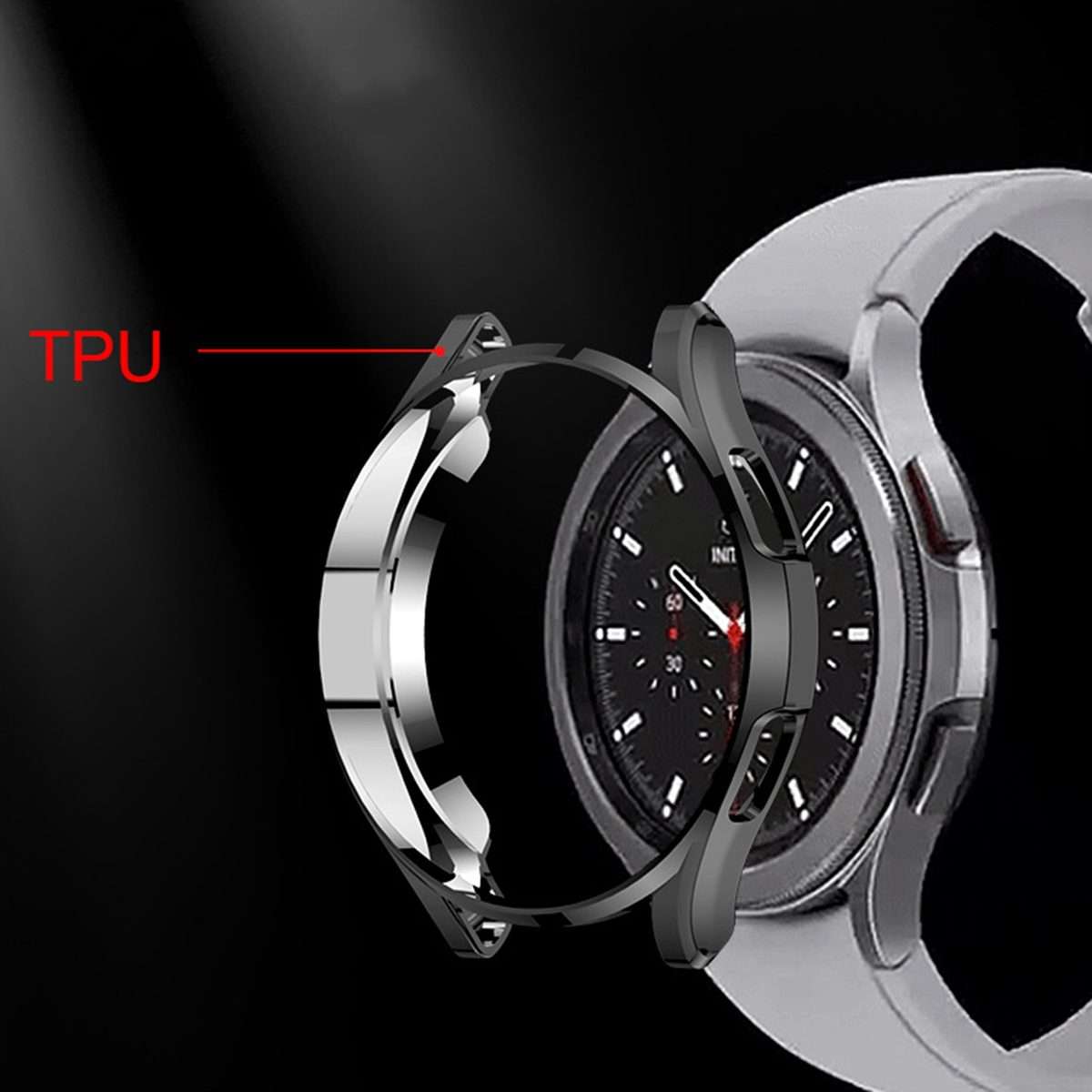 For Samsung Galaxy Watch4 Classic 46mm Electroplating Hollow Half-pack TPU Pro ... (Midnight Blue)