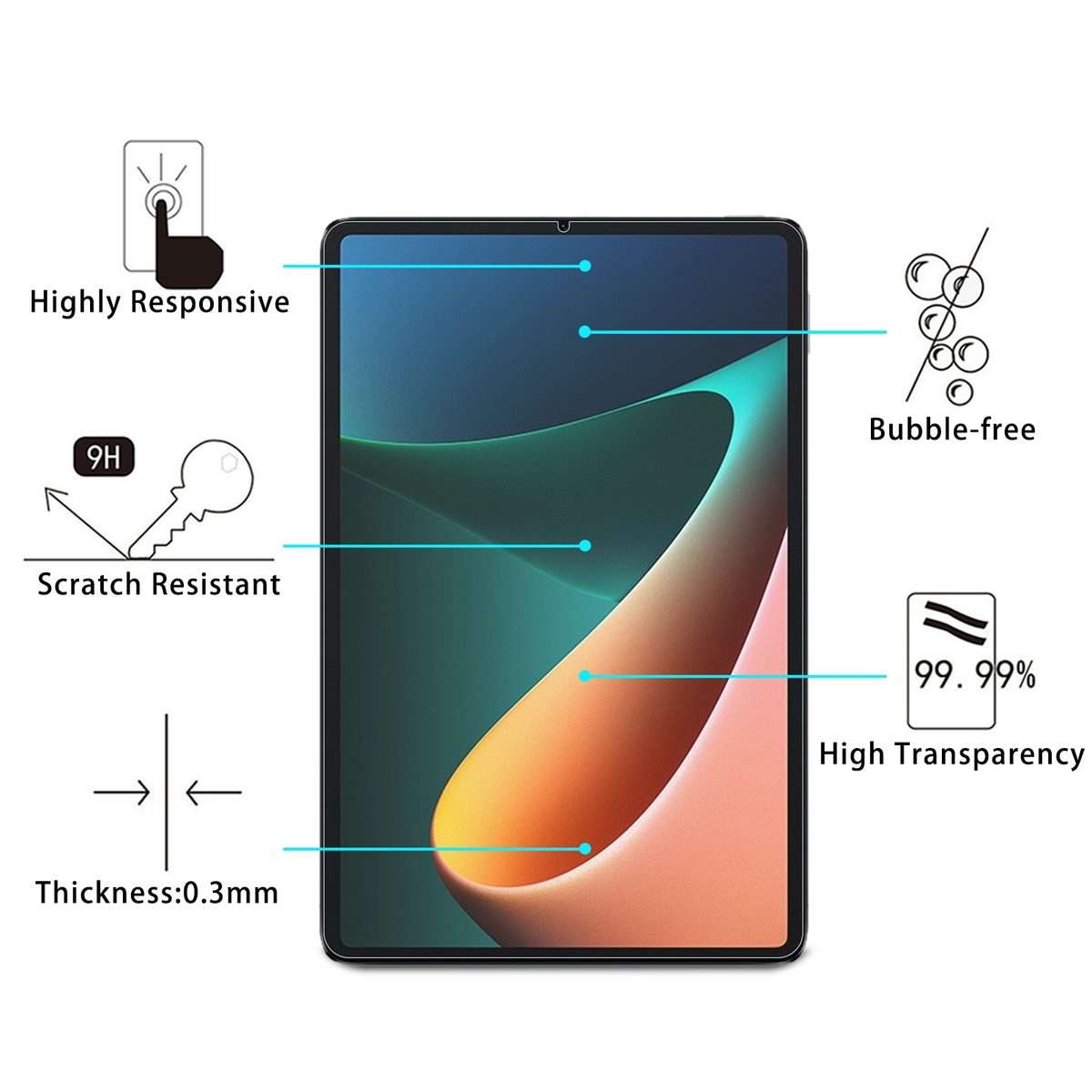 For Xiaomi Pad 5 9H 2.5D Explosion-proof Tempered Glass Film