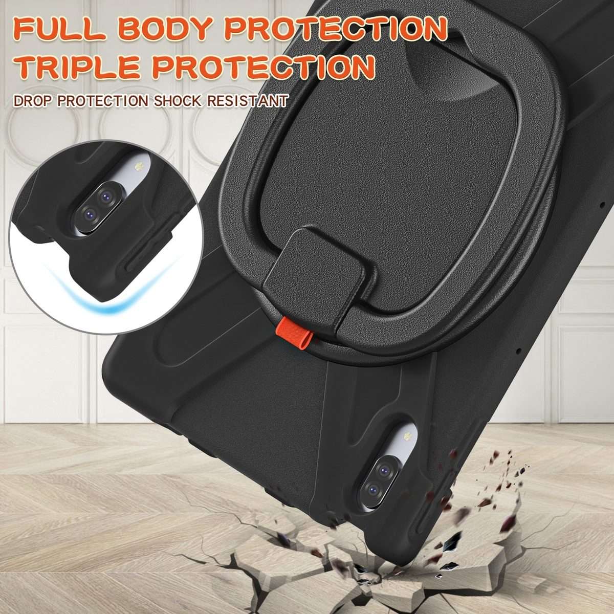 For Lenovo Tab P11 Pro 11.5 inch Silicone + PC Protective Case with Holder & Shoulder Strap(Black)