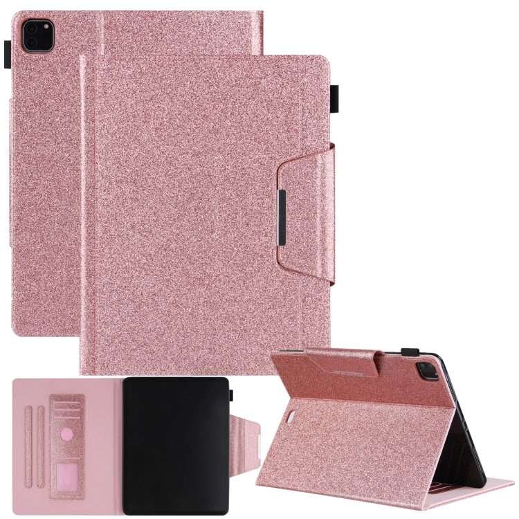For iPad Pro 12.9 2022 / 2021 / 2020 / 2018 Glitter Powder Horizontal Flip Leather Tabl ... (Pink)