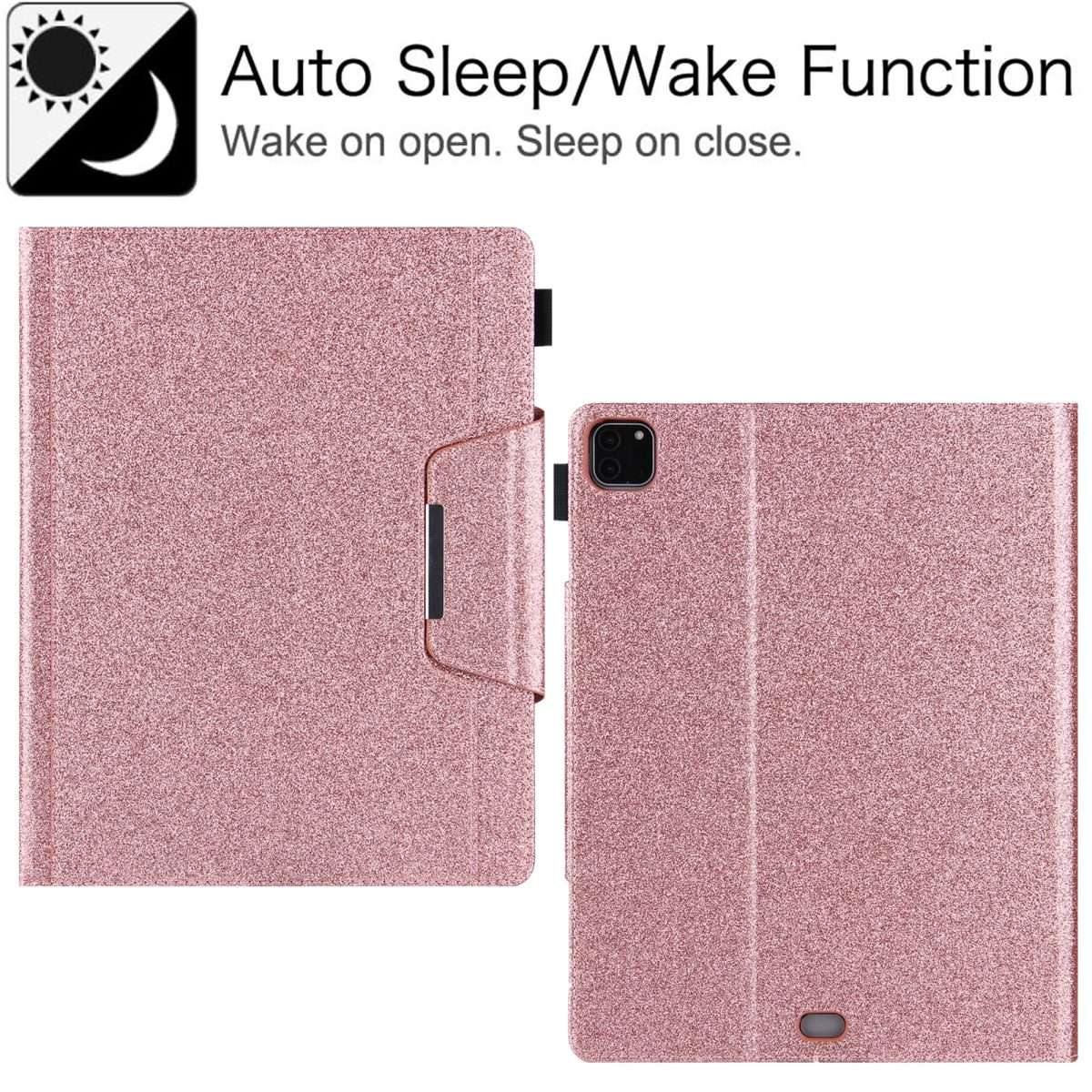 For iPad Pro 12.9 2022 / 2021 / 2020 / 2018 Glitter Powder Horizontal Flip Leather Tabl ... (Pink)