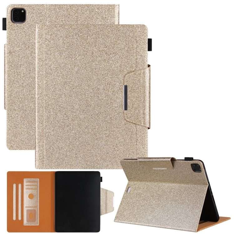 For iPad Pro 12.9 2022 / 2021 / 2020 / 2018 Glitter Powder Horizontal Flip Leather Tabl ... (Gold)