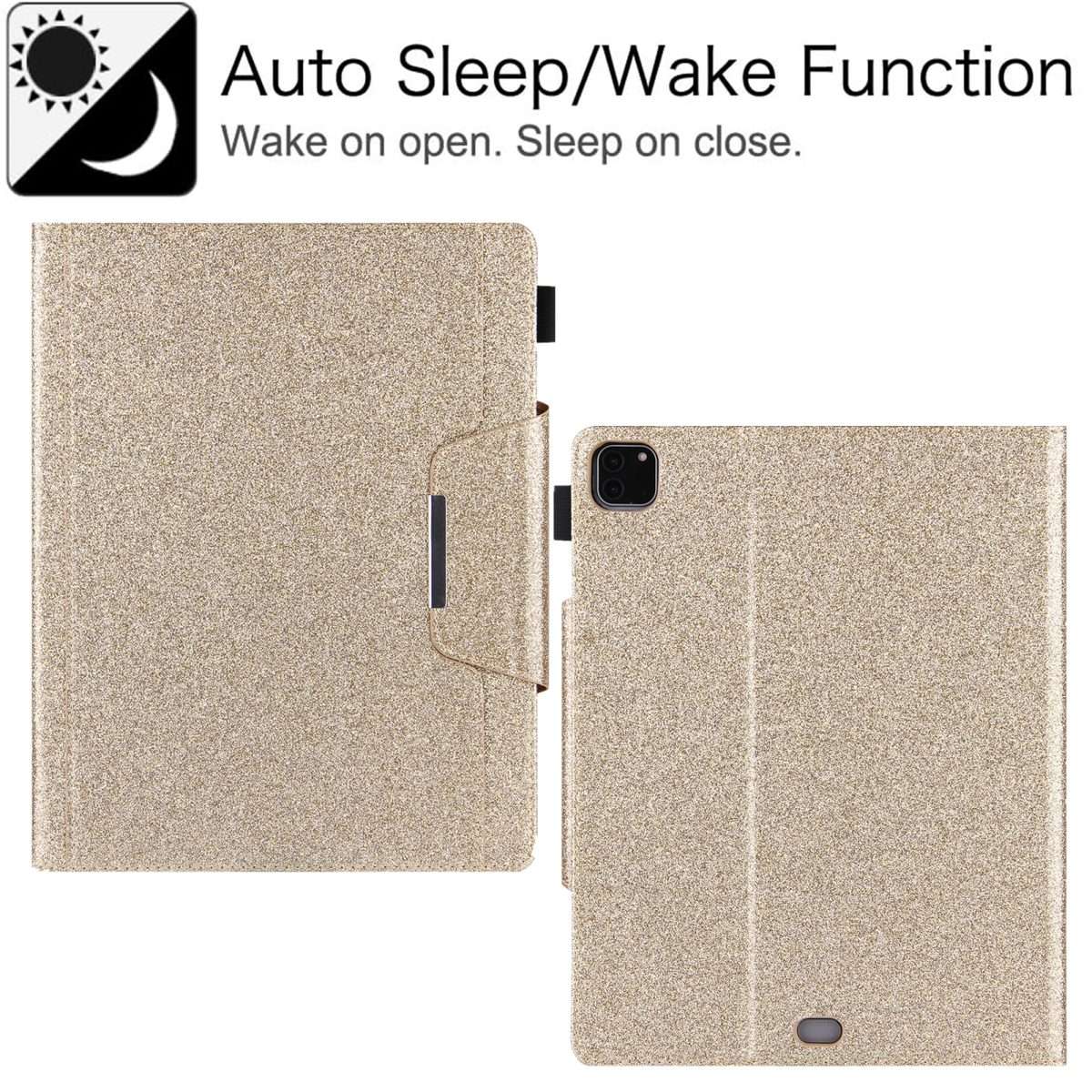For iPad Pro 12.9 2022 / 2021 / 2020 / 2018 Glitter Powder Horizontal Flip Leather Tabl ... (Gold)