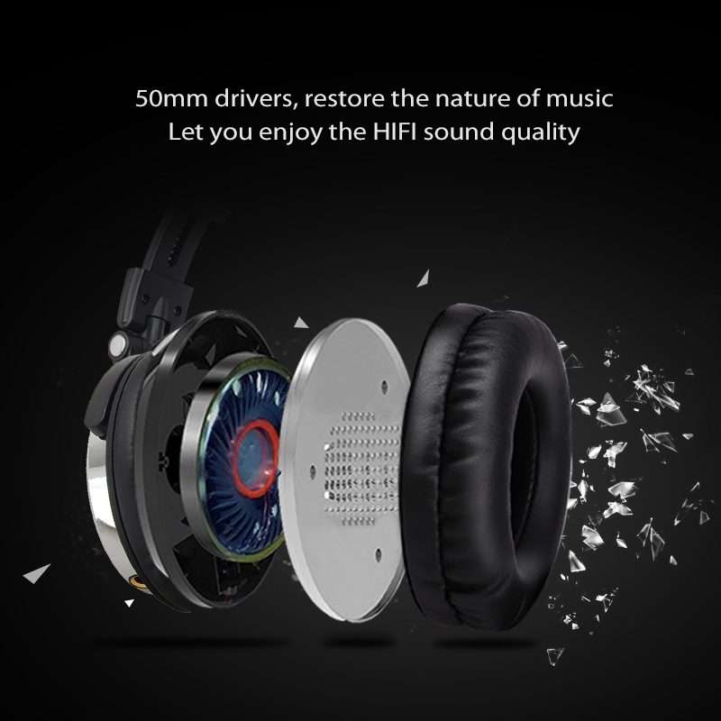 OneOdio Pro-10 Head-mounted Noise Reduction Wired Headphone with Microphone, Color:Blue