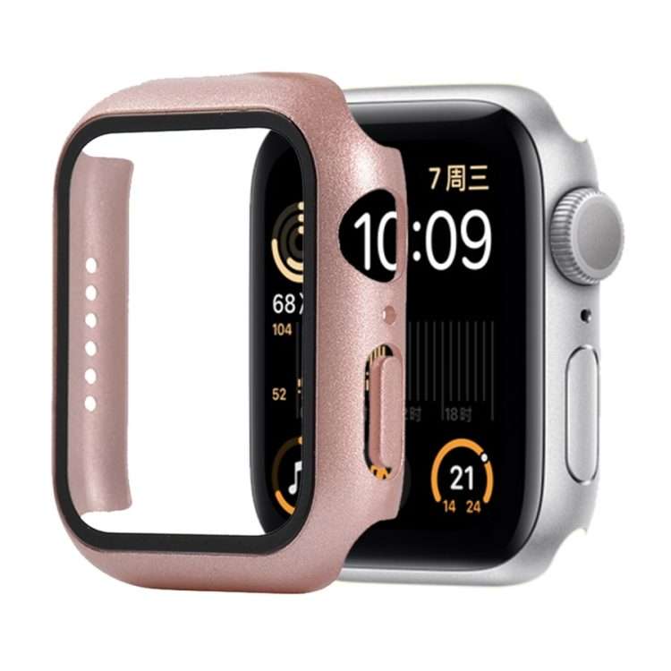 Shockproof PC+Tempered Glass Protective Case with Packed Carton For Apple Watch Se ... (Rose Gold)