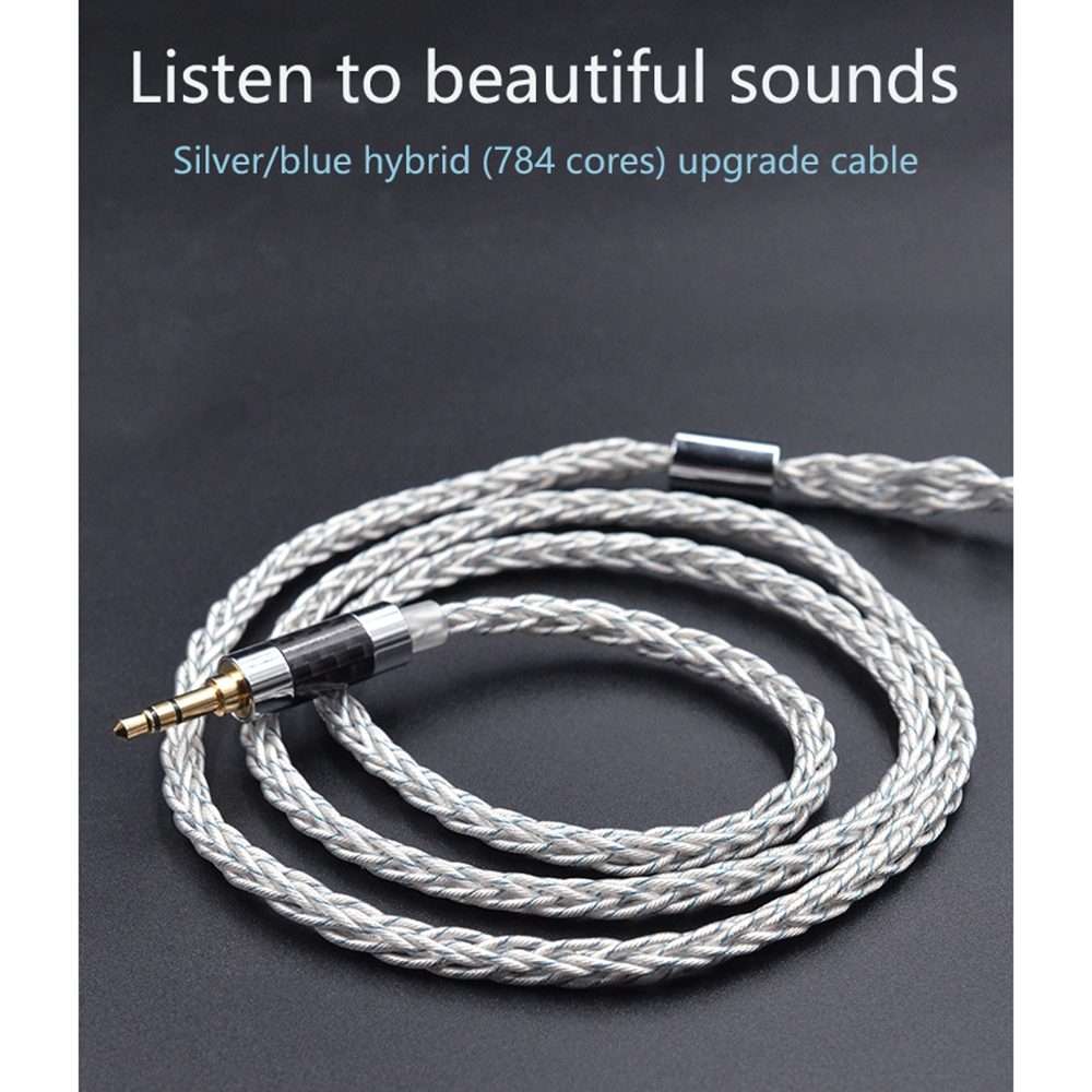 KZ 3.5mm Plug 784-core Blue Silver Mixed Braided Silver-plated Earphone Upgrade Cabl ... (C Style)