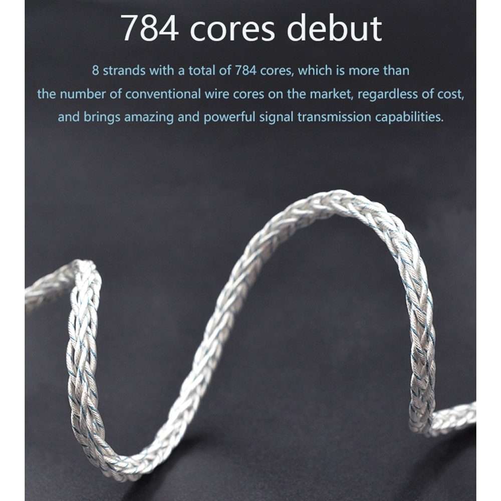 KZ 3.5mm Plug 784-core Blue Silver Mixed Braided Silver-plated Earphone Upgrade Cabl ... (C Style)