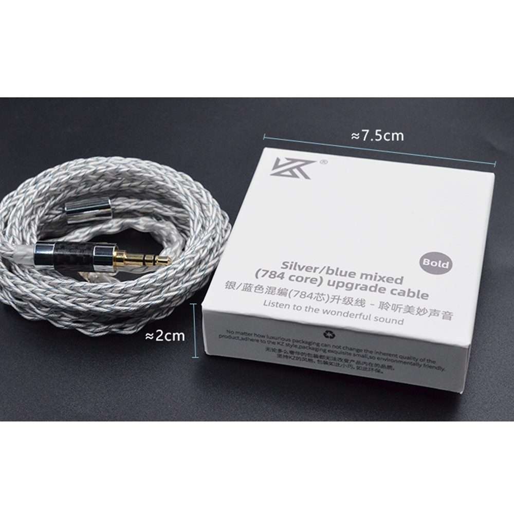 KZ 3.5mm Plug 784-core Blue Silver Mixed Braided Silver-plated Earphone Upgrade Cabl ... (C Style)