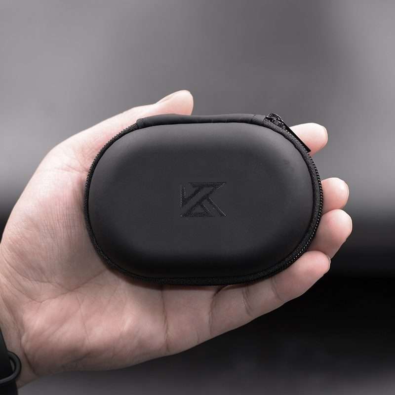 KZ Portable PU Leather Oval Data Cable Charger Earphone Storage Box(Black)
