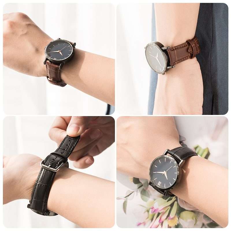 18mm Two-layer Cowhide Leather Bamboo Joint Texture Watch Band(Red)