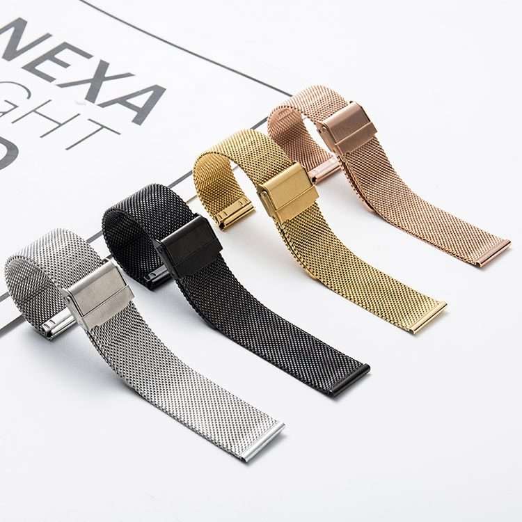 16mm 304 Stainless Steel Double Buckles Watch Band(Black)