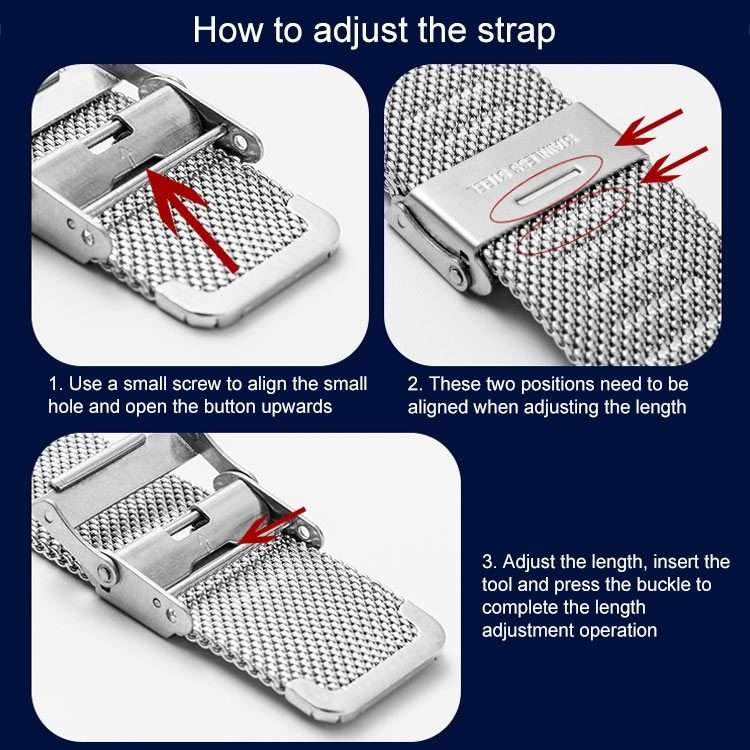 22mm 304 Stainless Steel Double Buckles Watch Band(Silver)