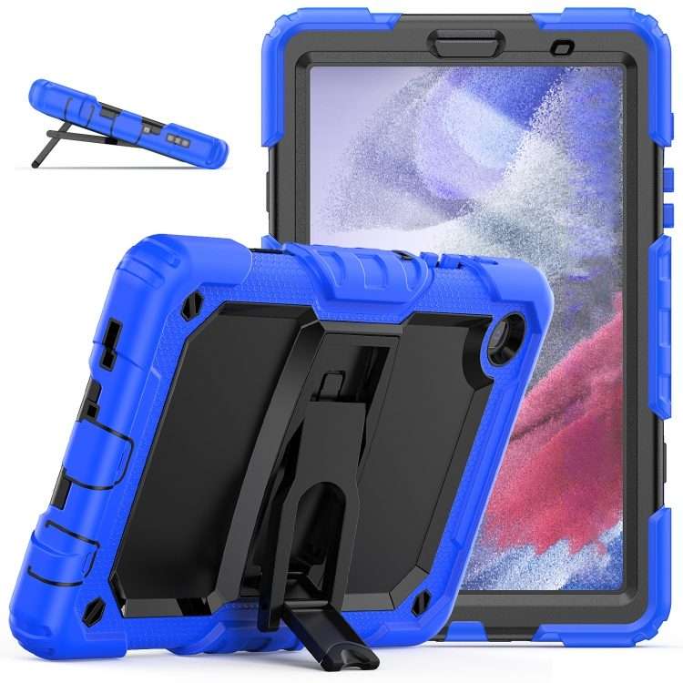 Shockproof Colorful Silica Gel + PC Protective Case with Holder & Shoulder Strap F ... (Dark Blue)