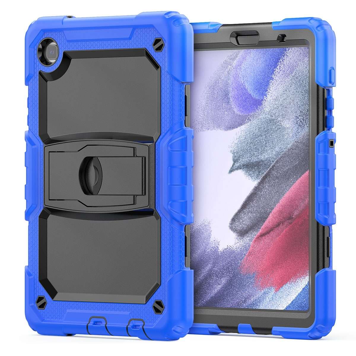 Shockproof Colorful Silica Gel + PC Protective Case with Holder & Shoulder Strap F ... (Dark Blue)