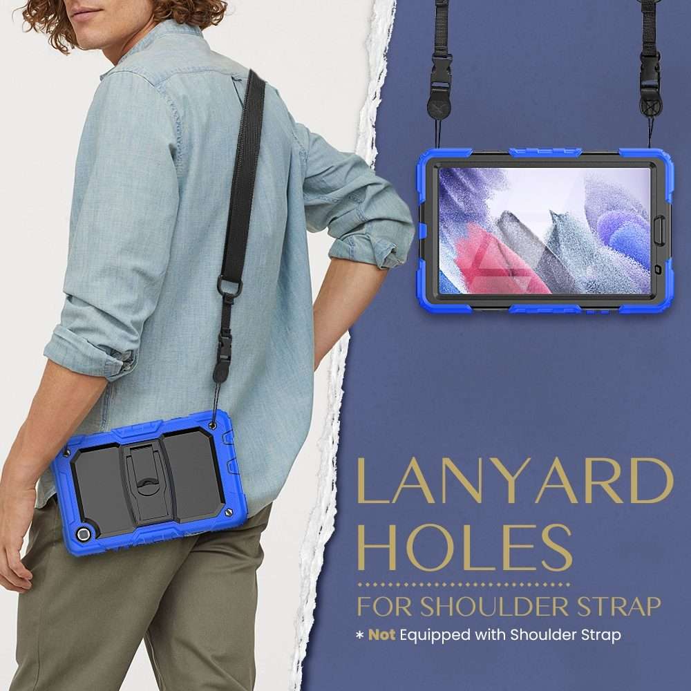 Shockproof Colorful Silica Gel + PC Protective Case with Holder & Shoulder Strap F ... (Dark Blue)
