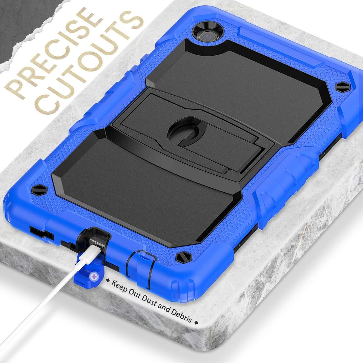 Shockproof Colorful Silica Gel + PC Protective Case with Holder & Shoulder Strap F ... (Dark Blue)