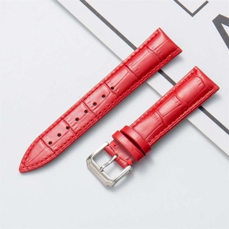 20mm Calf Leather Watch Band(Red)