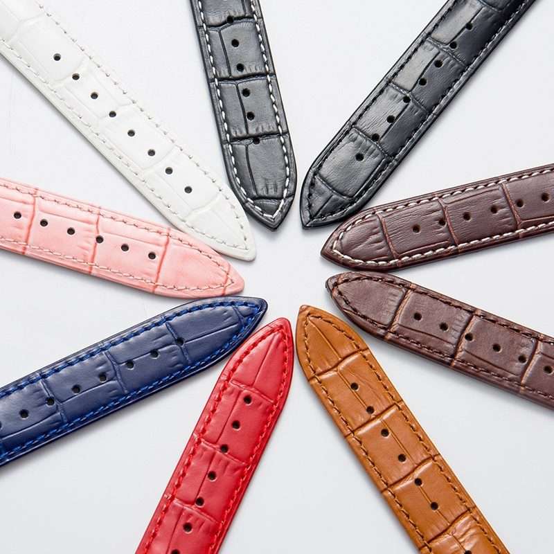 22mm Calf Leather Watch Band(Black)