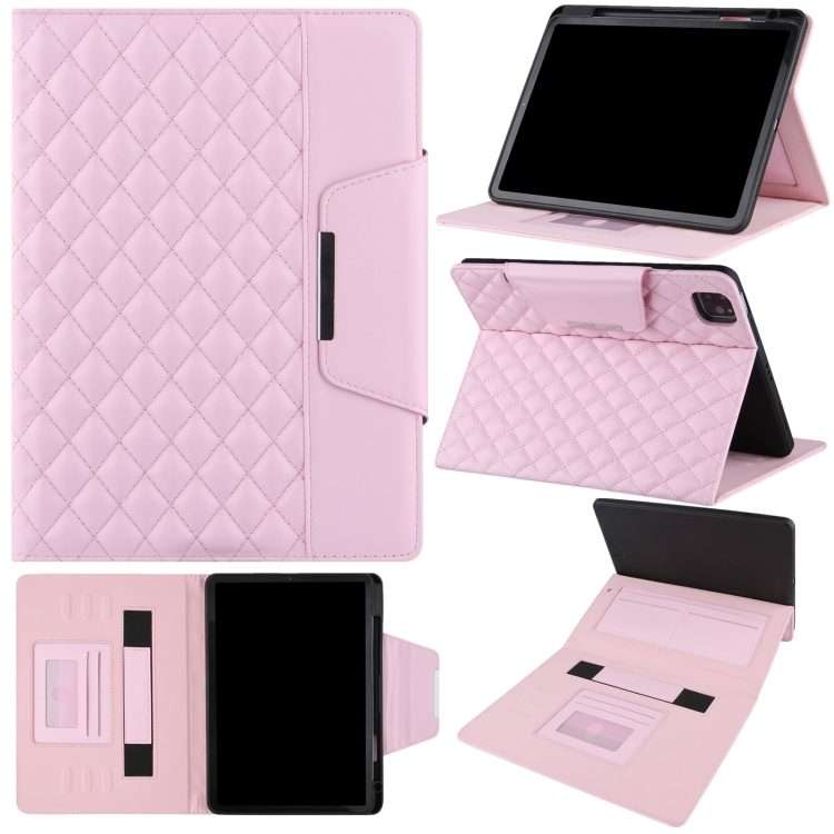 For iPad Pro 11 (2021 / 2020 / 2018) / Air 10.9 2020 Checkered Pattern Horizontal Flip ... (Pink)