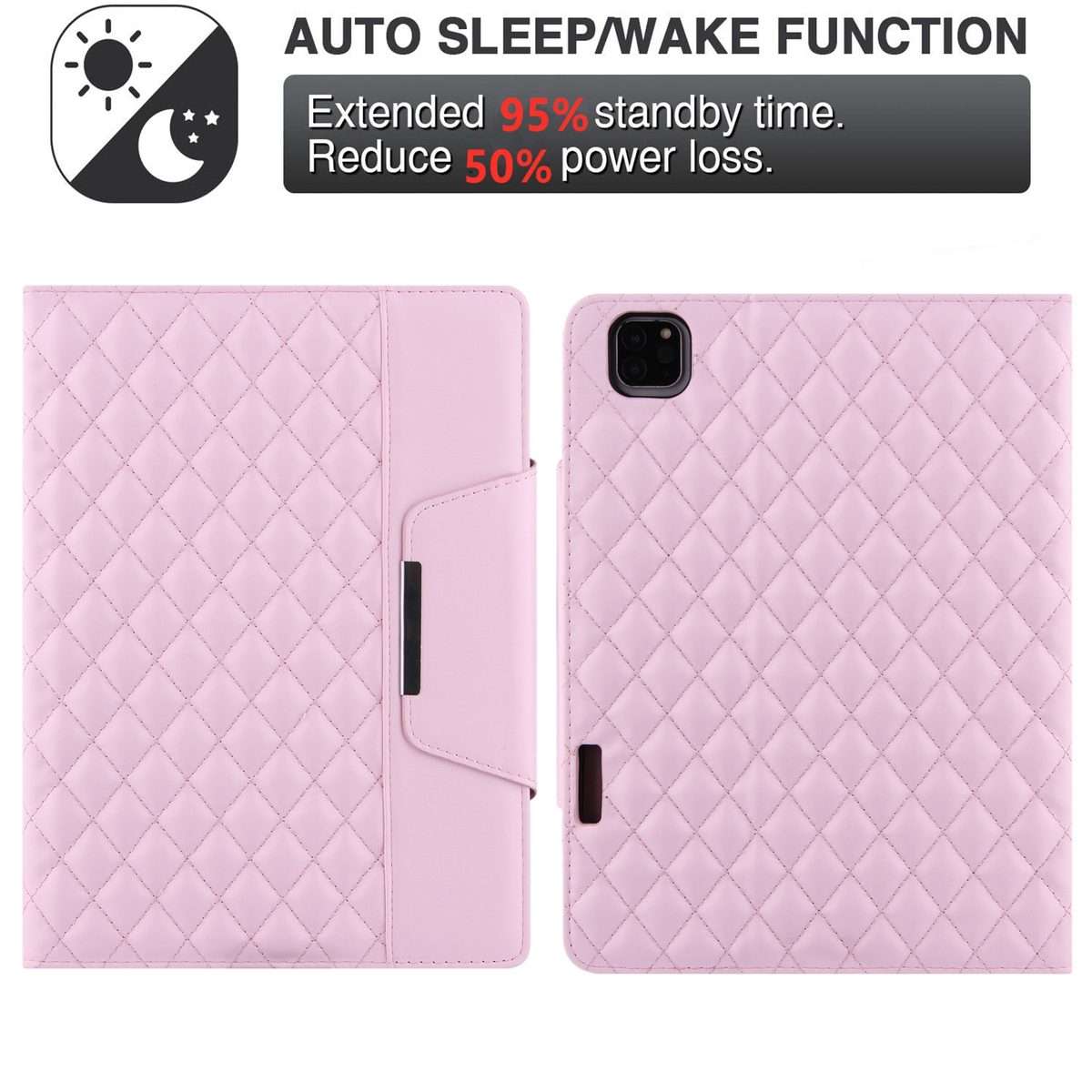 For iPad Pro 11 (2021 / 2020 / 2018) / Air 10.9 2020 Checkered Pattern Horizontal Flip ... (Pink)