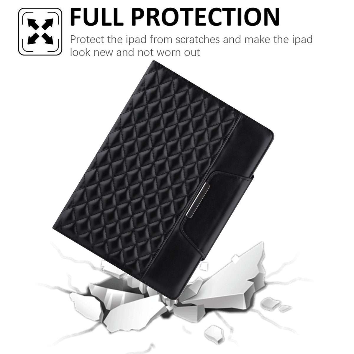 For iPad Pro 11 (2021 / 2020 / 2018) / Air 10.9 2020 Checkered Pattern Horizontal Flip ... (Black)