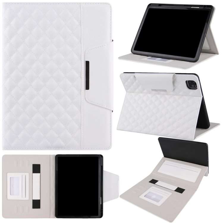 For iPad Pro 11 (2021 / 2020 / 2018) / Air 10.9 2020 Checkered Pattern Horizontal Flip ... (White)