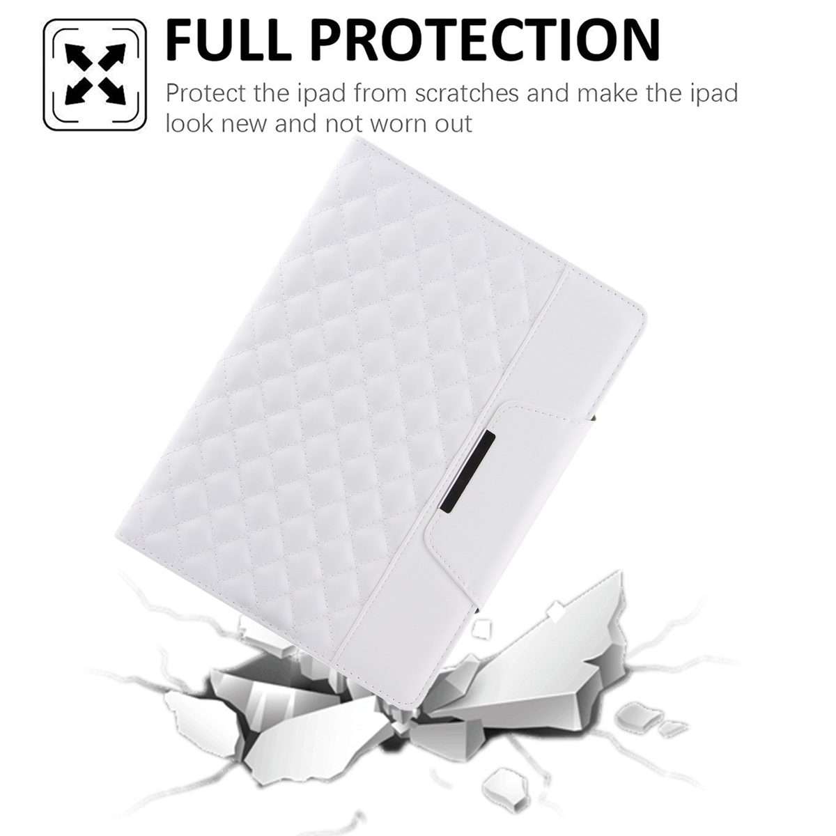 For iPad Pro 11 (2021 / 2020 / 2018) / Air 10.9 2020 Checkered Pattern Horizontal Flip ... (White)
