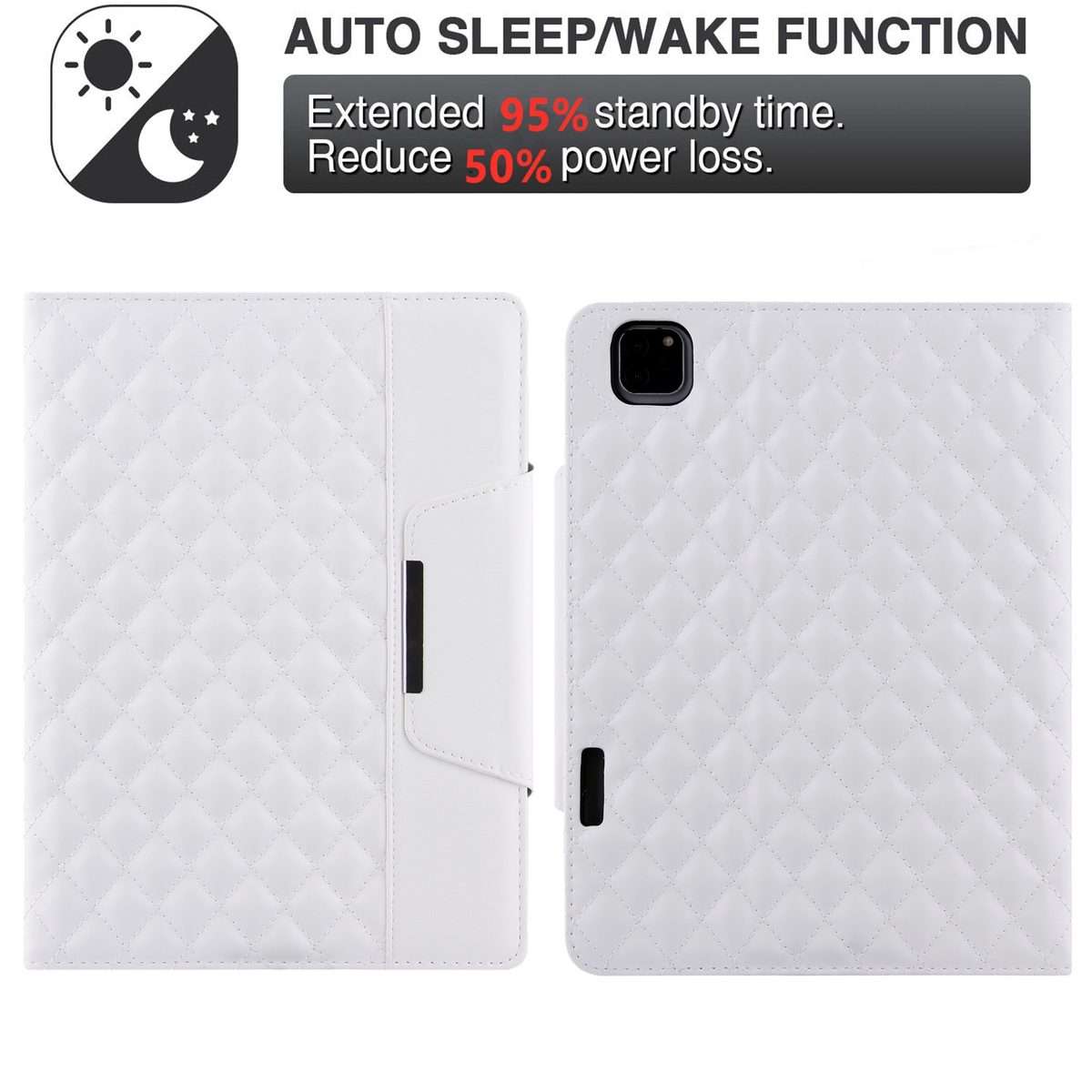 For iPad Pro 11 (2021 / 2020 / 2018) / Air 10.9 2020 Checkered Pattern Horizontal Flip ... (White)