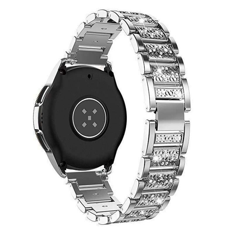 22mm Universal Three-beads Diamond Steel Watch Band(Silver)